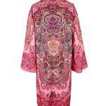 Long Sleeves Loose Contrast Color Printed Mock Neck Midi Dresses