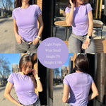 Zeagoo Womens Basic T-Shirts Crewneck Short Sleeve Curved Hem Summer Crop Tops Fitted Tees Y2k Clothing