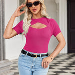 Zeagoo Womens Short Sleeve T Shirts 2024 Summer Casual Knit Slim Fit Trendy Basic Cute Sweater Tops