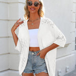 Zeagoo Womens 2024 Lightweight Crochet Cardigan Sweaters Open Front 3/4 Sleeve Knit Kimono Summer Boho Cover Up
