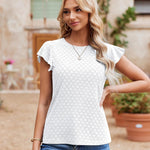 Zeagoo Womens Summer Tops Crewneck Short Sleeve Shirts Casual Basic Ruffle T Shirt Fashion Cute Blouse 2024