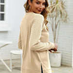 Zeagoo Womens Sweatshirts Lightweight Cable Knit Sleeve Sweaters