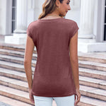 Zeagoo Womens Cap Sleeve V Neck T Shirts with Pocket