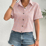 Zeagoo Womens Button Down Linen Shirt Short Sleeve Cotton Blouse