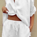 Single-breasted short-sleeved shirt two-piece suit
