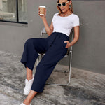 Zeagoo Women's Trousers Casual Wide Straight Cut Suit Trousers (DE Only)