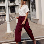 Zeagoo Women's Trousers Casual Wide Straight Cut Suit Trousers (DE Only)