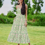 Zeagoo Womens Long Dress Adjustable Strap Floral Casual Dress