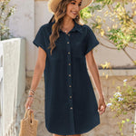 Zeagoo Womens Button Down Shirt Dress Cotton Linen Dress