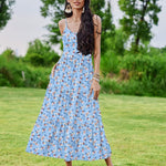 Zeagoo Womens Long Dress Adjustable Strap Floral Casual Dress