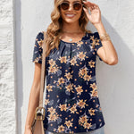 Zeagoo Women's Summer Elegant Crew Neck Floral Shirt (DE Only)