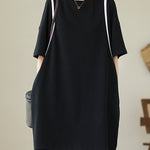 Loose Short Sleeves Split-Joint Round-Neck Mini Dresses
