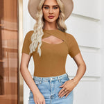Zeagoo Womens Short Sleeve T Shirts 2024 Summer Casual Knit Slim Fit Trendy Basic Cute Sweater Tops