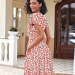 Zeagoo Womens Casual Swing Floral Ruffle Short Sleeve Sundresses