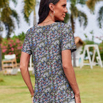 Zeagoo Womens Short Sleeve Tunic Shirts Floral Print Tops