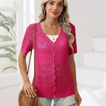 Zeagoo Women's Short Sleeve Cardigan V-Neck Button up Sweater
