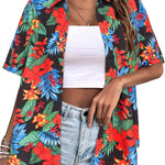 Zeagoo Womens Hawaiian Button Down Shirts Casual Floral Tropical Shirt