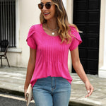 Zeagoo Womens Tops Petal Short Sleeve Summer Casual Shirts