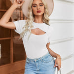 Zeagoo Womens Short Sleeve T Shirts 2024 Summer Casual Knit Slim Fit Trendy Basic Cute Sweater Tops