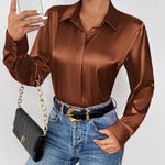 Zeagoo Women's Satin Blouse Elegant V-Neck Silk Blouse (DE Only)