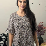 Zeagoo Womens Ruffle 3/4 Sleeve Top V Neck Shirts
