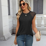 Zeagoo Women's Lace Cap Sleeve Tops Pleated Tank Tops