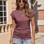 Zeagoo Womens T Shirts Cap Sleeve Ruched Tops Tee Blouse