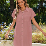 Zeagoo Womens Button Down Shirt Dress Cotton Linen Dress