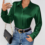 Zeagoo Women's Satin Blouse Elegant V-Neck Silk Blouse (DE Only)