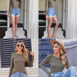 Zeagoo Women's T-Shirt Ribbed Long Sleeve Shirts (DE Only)