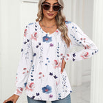 Zeagoo Women'S Puff Long Sleeve Shirts Pleated V Neck Tunic Tops