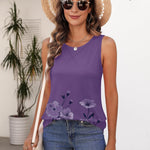 Zeagoo Women's Tank Tops Crew Neck Sleeveless Floral Tops