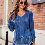 Zeagoo Women'S Puff Long Sleeve Shirts Pleated V Neck Tunic Tops