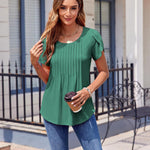 Zeagoo Womens Tops Petal Short Sleeve Summer Casual Shirts