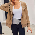 Zeagoo Womens Corduroy Knit Hoodies Zip Up Shirt Jacket
