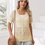 Zeagoo Women's Short Sleeve Cardigan V-Neck Button up Sweater
