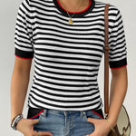 Zeagoo Womens Casual Short Sleeve Striped Sweater Shirt