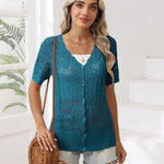 Zeagoo Women's Short Sleeve Cardigan V-Neck Button up Sweater