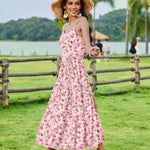 Zeagoo Womens Long Dress Adjustable Strap Floral Casual Dress