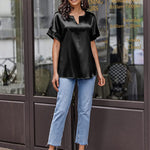 Satin Silk Blouse Tops - Zeagoo (Us Only)
