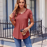 Zeagoo Womens Tops Petal Short Sleeve Summer Casual Shirts