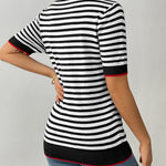 Zeagoo Womens Casual Short Sleeve Striped Sweater Shirt