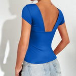 Zeagoo Womens Sexy Deep V Neck Tops Short Sleeve Shirts