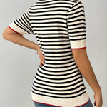Zeagoo Womens Casual Short Sleeve Striped Sweater Shirt