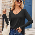 Zeagoo Womens T Shirts Long Sleeve V Neck Basic Tee