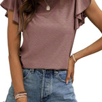 Zeagoo Womens Summer Tops Crewneck Short Sleeve Shirts Casual Basic Ruffle T Shirt Fashion Cute Blouse 2024