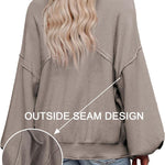 Zeagoo Womens Oversized Sweaters Lantern Sleeve Knit Tops