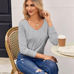 Zeagoo Womens T Shirts Long Sleeve V Neck Basic Tee