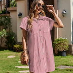 Zeagoo Womens Button Down Shirt Dress Cotton Linen Dress