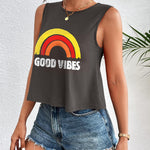 Zeagoo Women's Summer Crop Tank Tops 2024 Casual Crewneck Cropped Tops Graphic Loose Fit Sleeveless Shirts